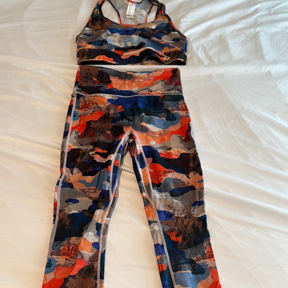 Colorful Camouflage Women's Pants and Exercise Bra by Fabletics